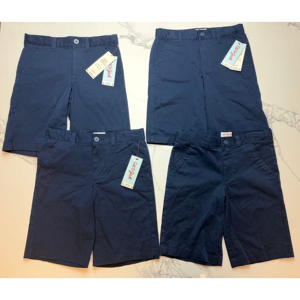 Cat & Jack Boys Uniform Shorts Navy Size 8 Lot 4 NWT School